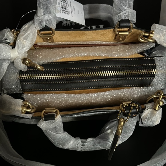 NWT Coach Rogue Bag 25 In Regenerative Leather Dark Denim Purse handbag Blue - Picture 13 of 13